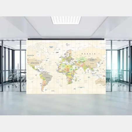 Wall mural vintage pastel world map • Wallissimo®