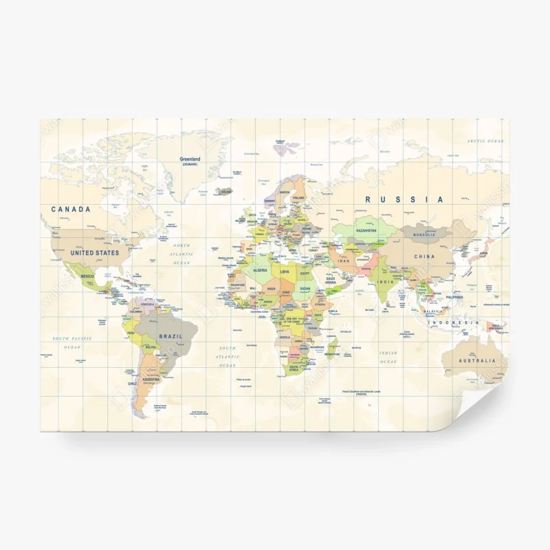 Wall mural vintage pastel world map ⁕ Wallissimo®