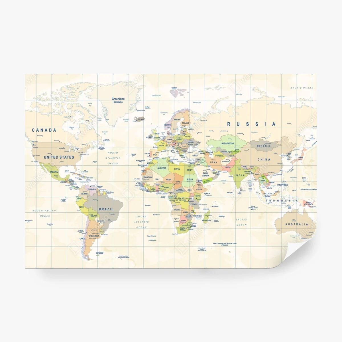 Wall mural vintage pastel world map ⁕ Wallissimo®