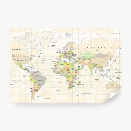 Wall mural vintage pastel world map • Wallissimo®