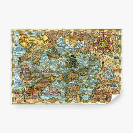 Wall mural whimsical treasure map illustration • Wallissimo®