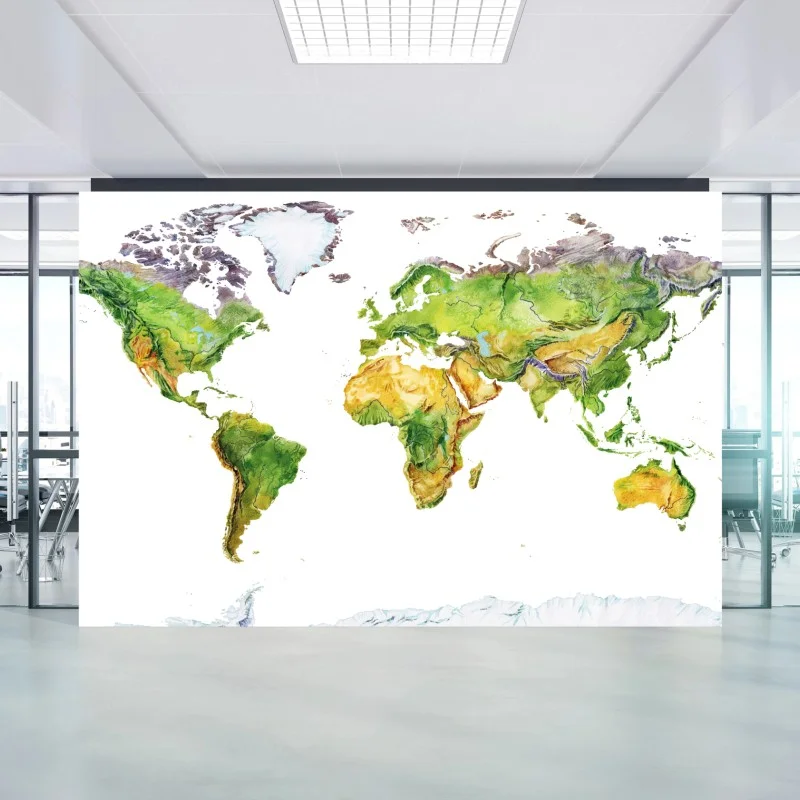 Wall mural watercolor physical map of the world