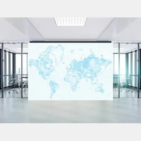 Wall mural turquoise halftone world map • Wallissimo®