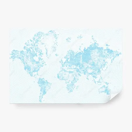 Wall mural turquoise halftone world map • Wallissimo®