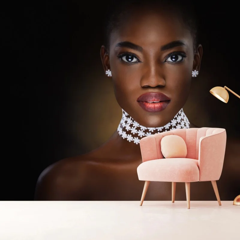 Wall mural elegant portrait of a woman with floral choker