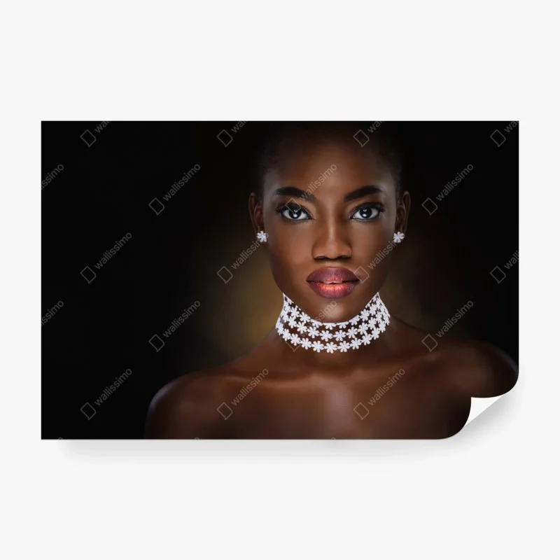Wall mural elegant portrait of a woman with floral choker