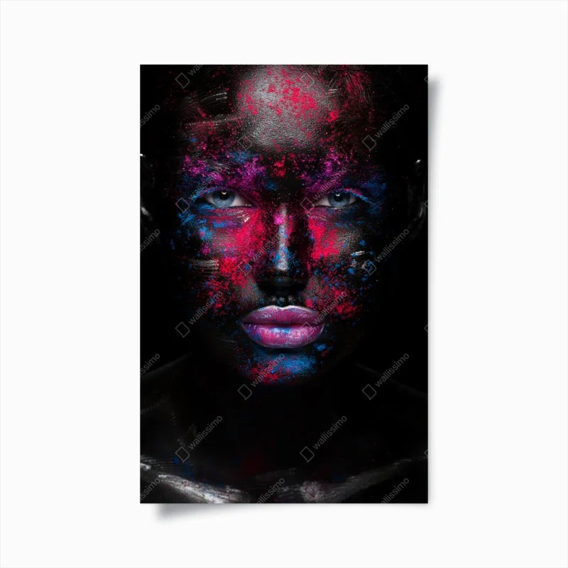 Poster dramatic neon face art portrait