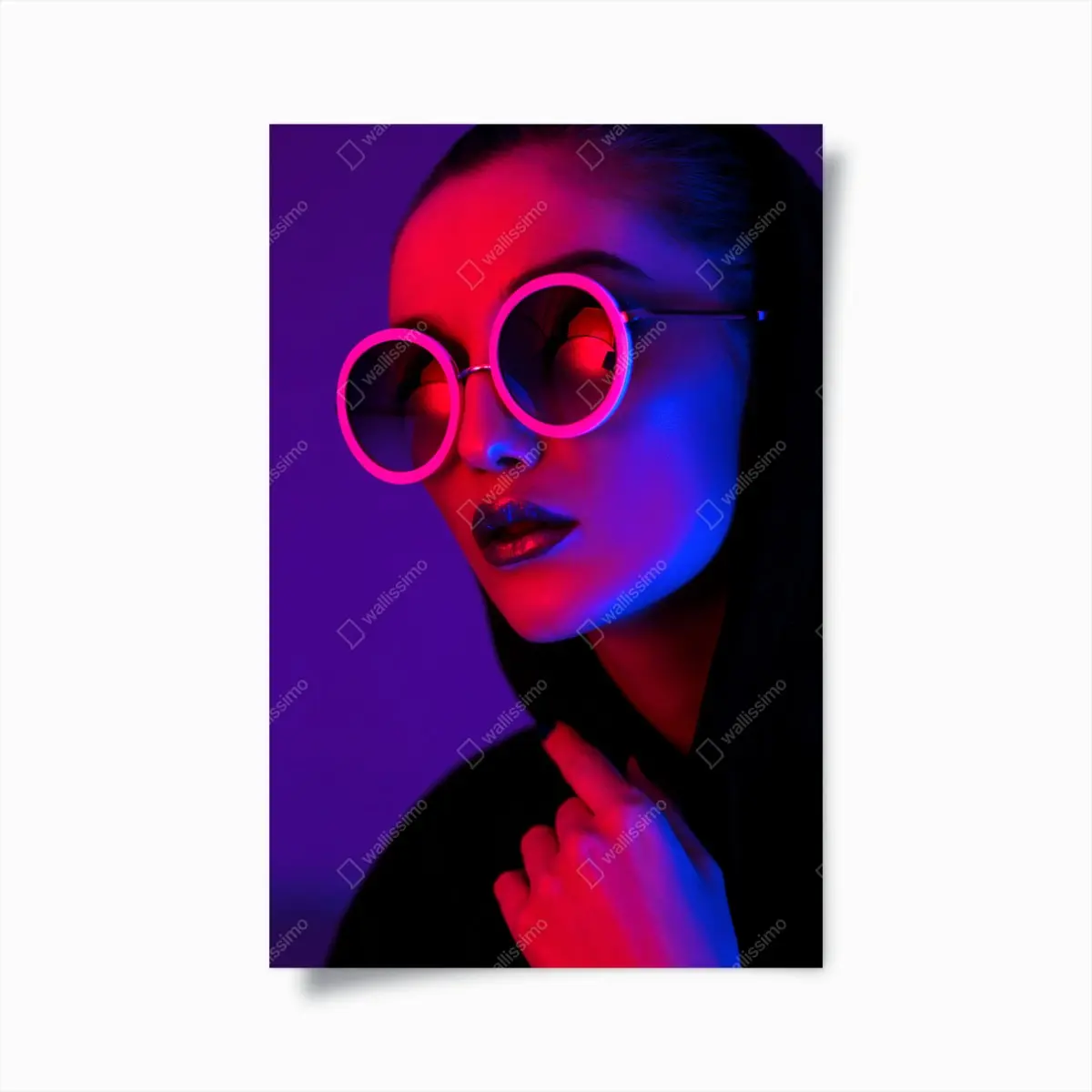 Poster neon portrait in pink and blue • Wallissimo® Poster neon portrait in pink and blue • Wallissimo®