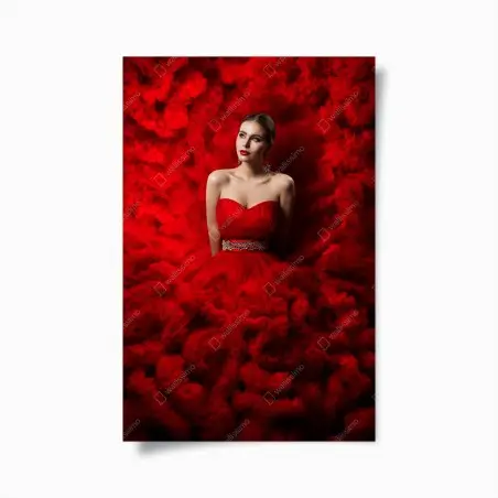 Poster elegant red gown portrait • Wallissimo®