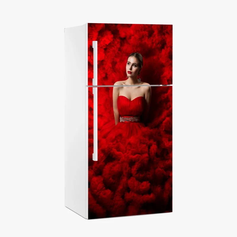 Fridge sticker elegant red gown portrait