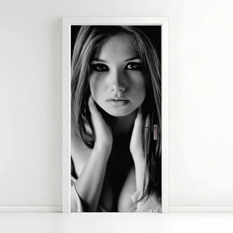 Door sticker intimate monochrome portrait