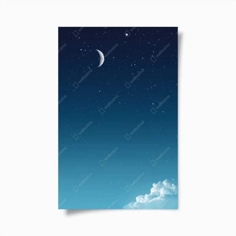 Poster serene crescent moon night sky