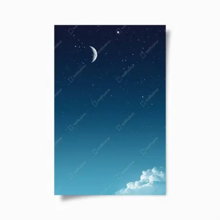Poster serene crescent moon night sky • Wallissimo®