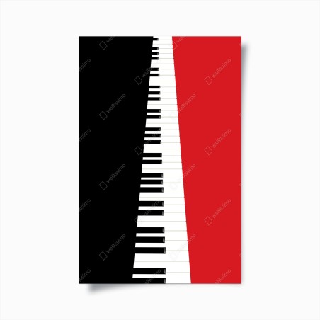 Poster black and red piano keyboard composition • Wallissimo®