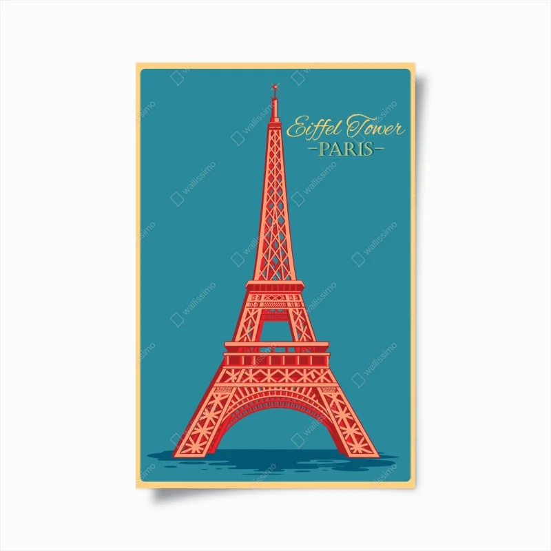 Poster vintage Eiffel Tower art — Paris