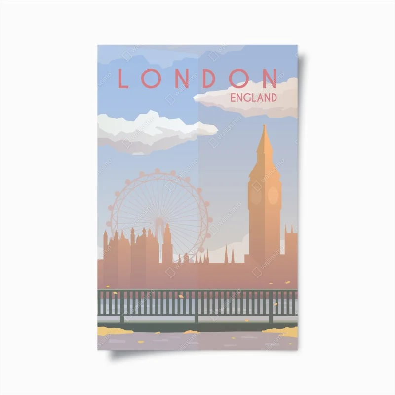 Poster London skyline in pastel tones