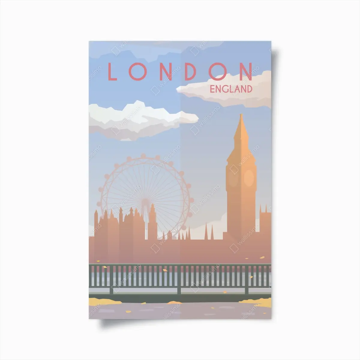 Poster London skyline in pastel tones • Wallissimo® Poster London skyline in pastel tones • Wallissimo®