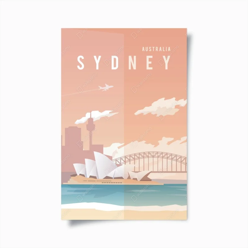 Poster sunset over Sydney harbour skyline