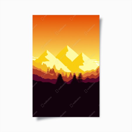 Poster golden sunset mountain landscape • Wallissimo®