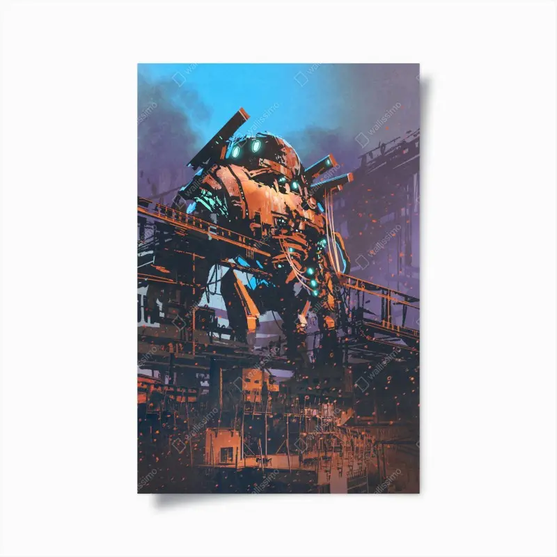 Poster giant mech in abandoned factory