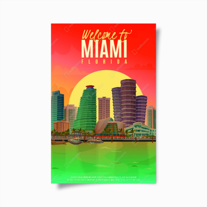 Poster Miami sunset skyline