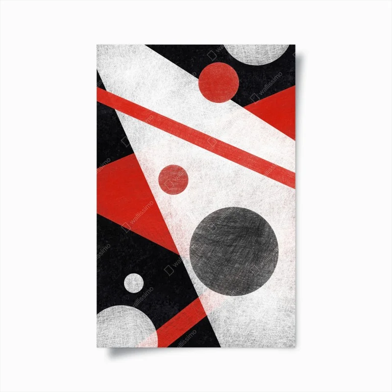 Poster geometric abstraction in red and black