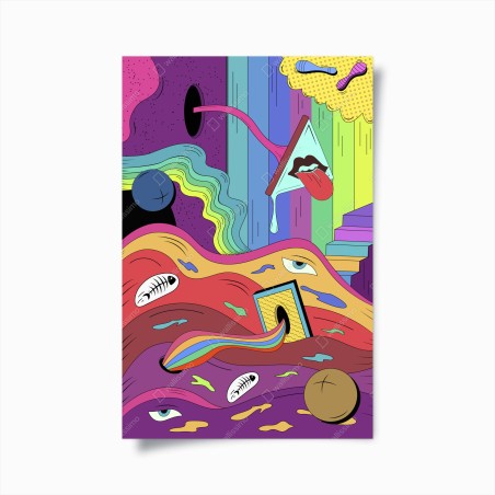 Poster psychedelic pop art dreamscape • Wallissimo®