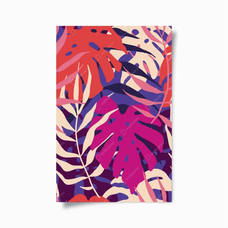 Poster pastel tropical leaf design