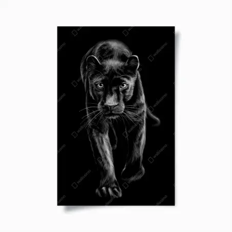 Poster striding black panther illustration • Wallissimo®