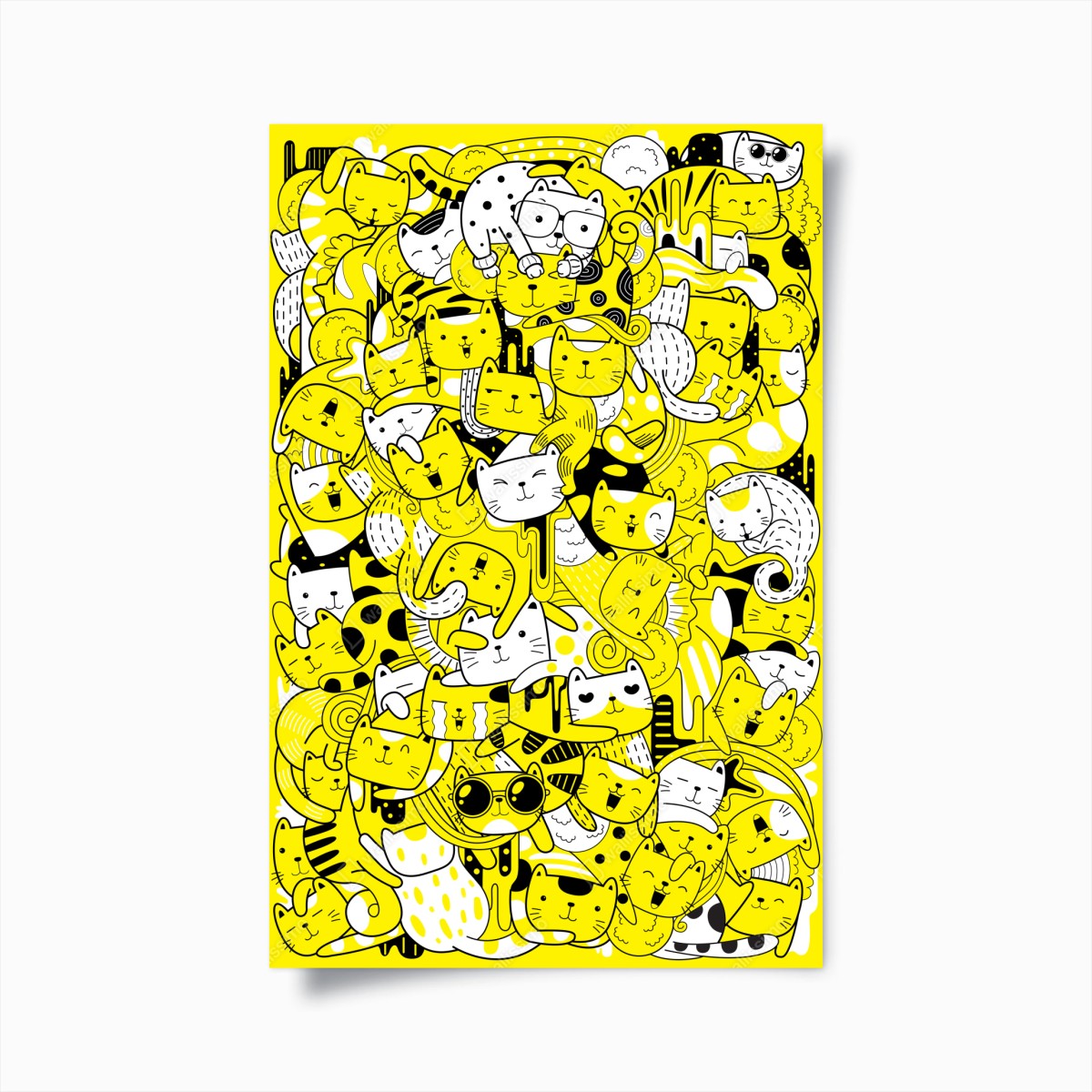 Poster playful yellow cat collage • Wallissimo® Poster playful yellow cat collage • Wallissimo®