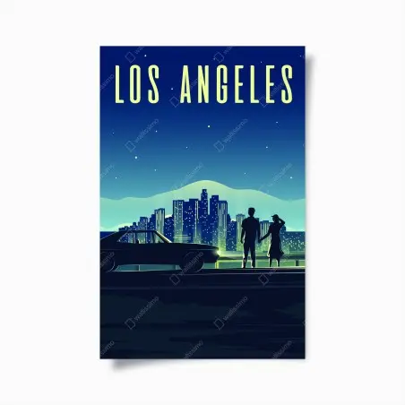 Poster Los Angeles night skyline • Wallissimo®