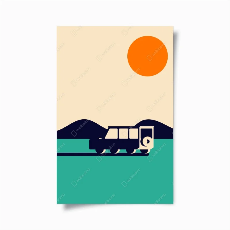 Poster geometric mountain road trip