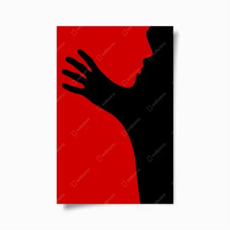 Poster bold red silhouette embrace • Wallissimo®