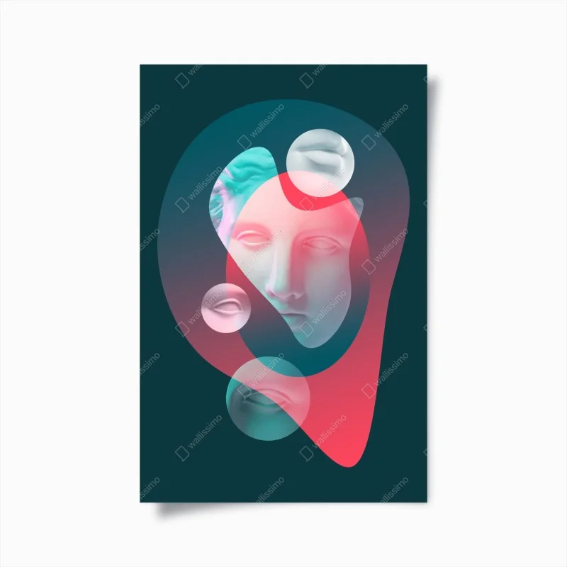 Poster surreal classical face in duotone