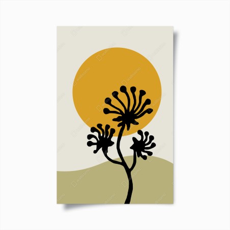 Poster minimal botanical silhouette with sun • Wallissimo®