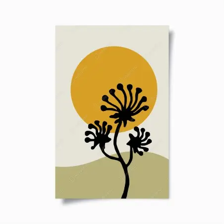 Poster minimal botanical silhouette with sun • Wallissimo®