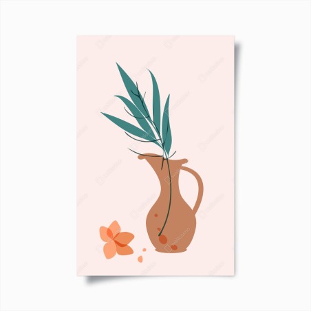 Poster pastel botanical vase with leaves • Wallissimo®