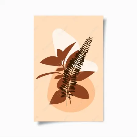 Poster earthy abstract botanical leaves • Wallissimo®