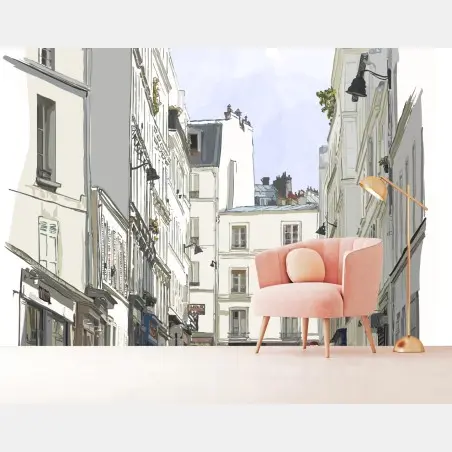 Wall mural Montmartre street scene, Paris • Wallissimo®