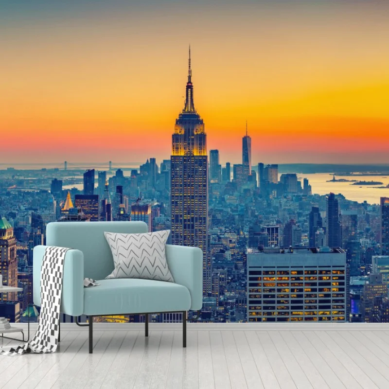 Wall mural sunset skyline over New York