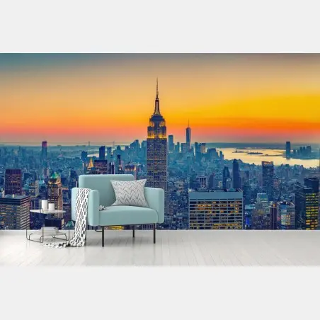 Wall mural sunset skyline over New York • Wallissimo®