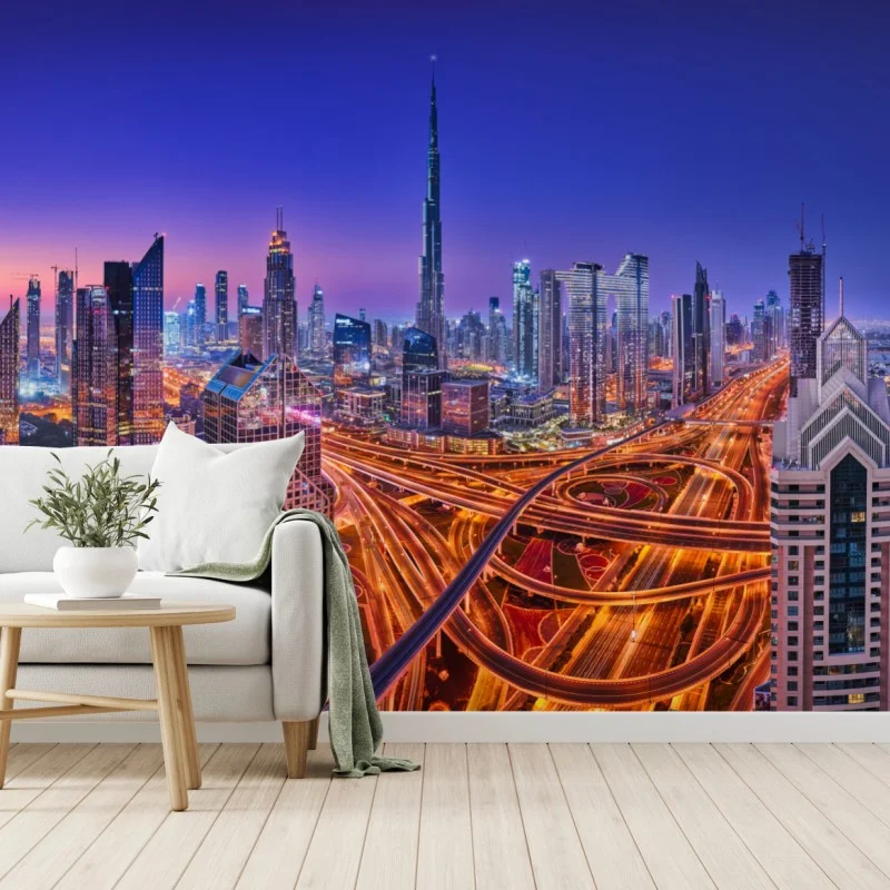 Wall mural Dubai skyline at twilight ⁕ Wallissimo®