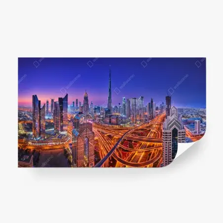 Wall mural Dubai skyline at twilight • Wallissimo®