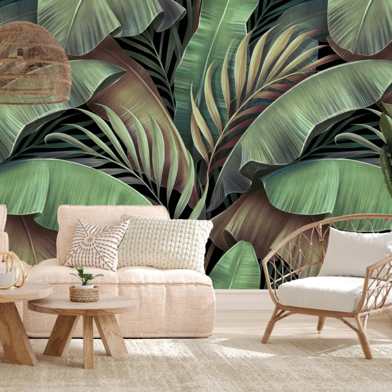 Wall mural tropical leaves botanical pattern ⁕ Wallissimo® Wall mural tropical leaves botanical pattern ⁕ Wallissimo®