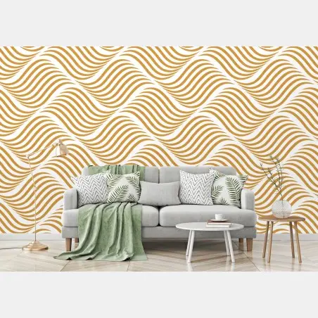 Wall mural golden wave pattern wall art • Wallissimo®