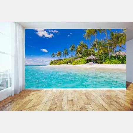 Wall mural tropical turquoise beach paradise • Wallissimo®