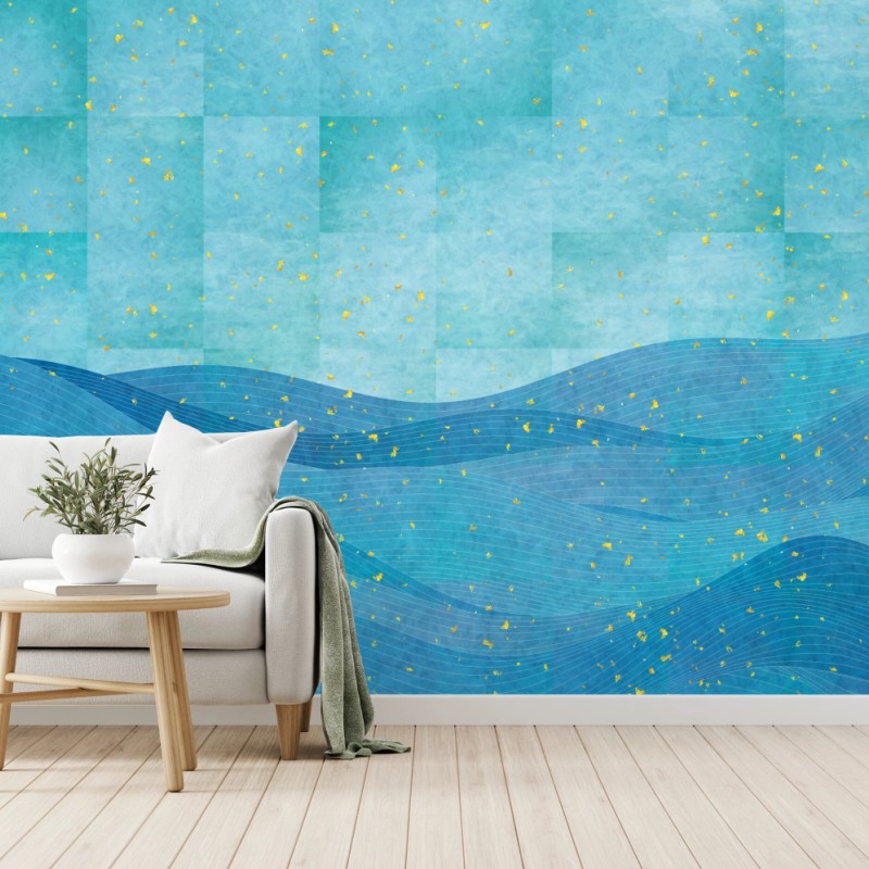 Wall mural turquoise wave abstract composition