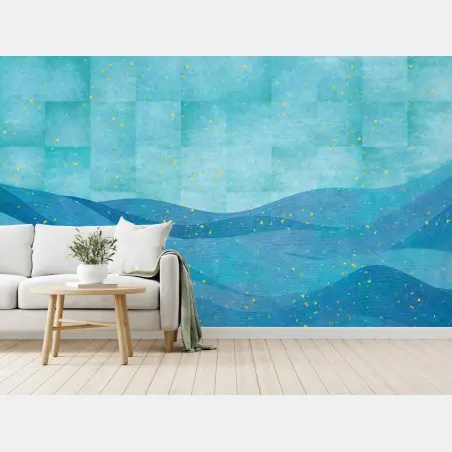 Wall mural turquoise wave abstract composition • Wallissimo®