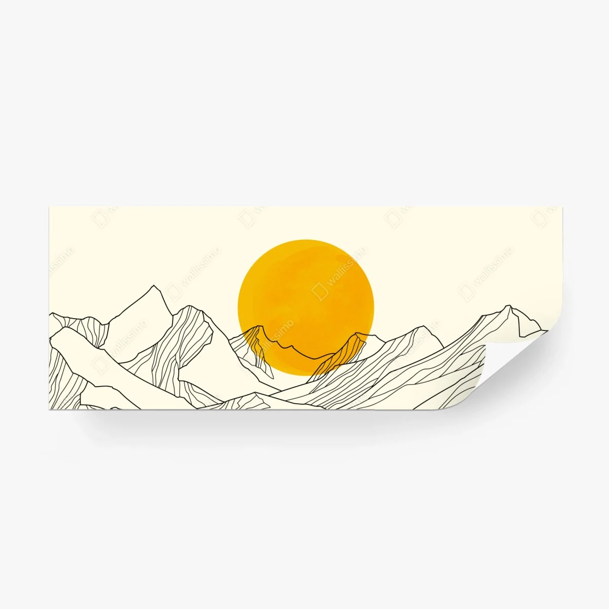 Wall mural golden sun over minimalist mountains ⁕ Wallissimo® Wall mural golden sun over minimalist mountains ⁕ Wallissimo®