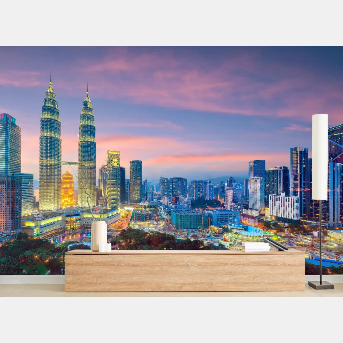 Wall mural Kuala Lumpur skyline at twilight • Wallissimo®